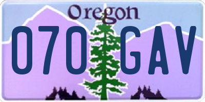 OR license plate 070GAV