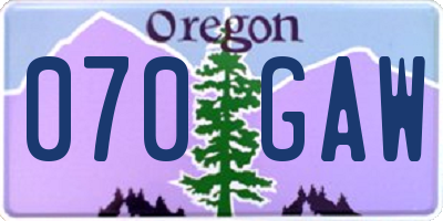 OR license plate 070GAW