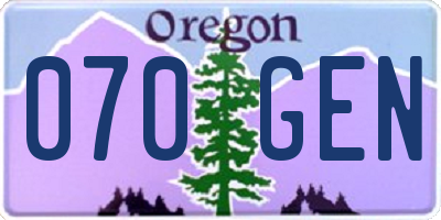 OR license plate 070GEN