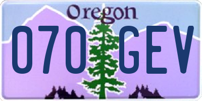 OR license plate 070GEV