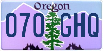 OR license plate 070GHQ