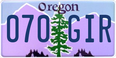 OR license plate 070GIR