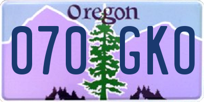 OR license plate 070GKO