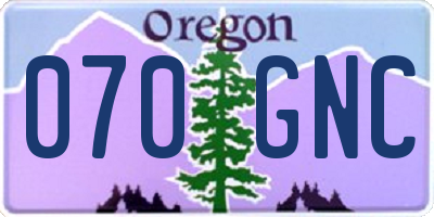 OR license plate 070GNC