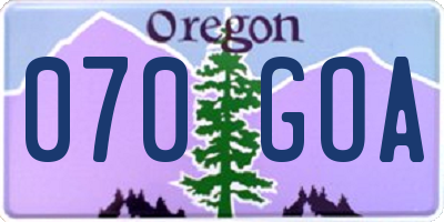 OR license plate 070GOA