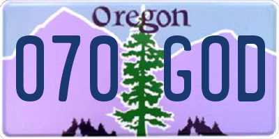 OR license plate 070GOD