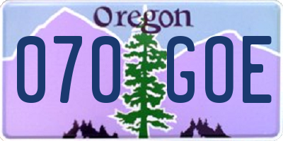 OR license plate 070GOE