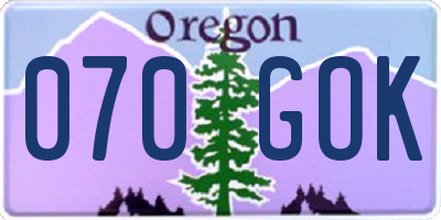 OR license plate 070GOK