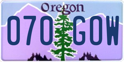 OR license plate 070GOW