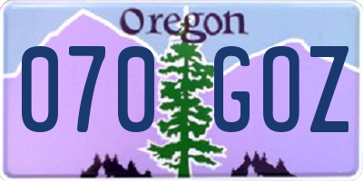 OR license plate 070GOZ