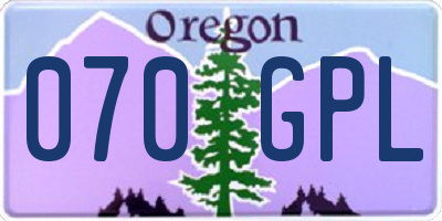 OR license plate 070GPL
