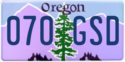 OR license plate 070GSD