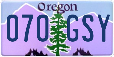 OR license plate 070GSY