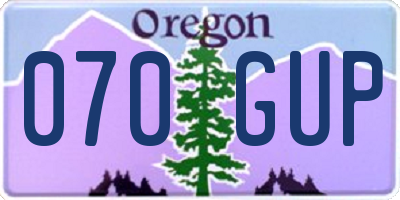 OR license plate 070GUP