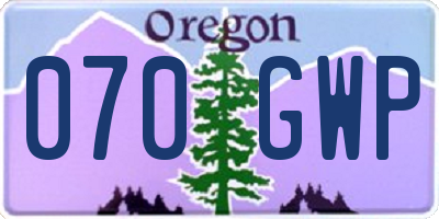 OR license plate 070GWP