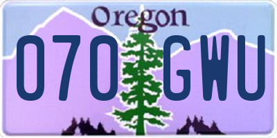 OR license plate 070GWU