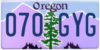 OR license plate 070GYG