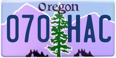 OR license plate 070HAC
