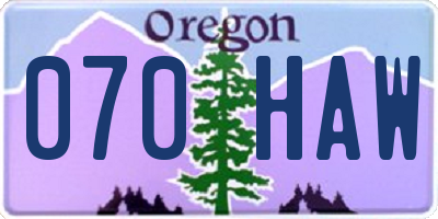 OR license plate 070HAW