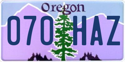 OR license plate 070HAZ