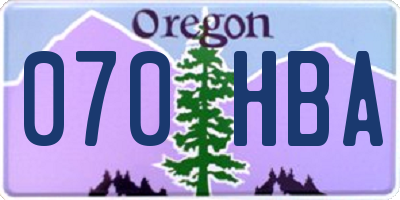 OR license plate 070HBA