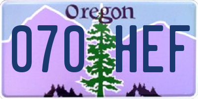 OR license plate 070HEF