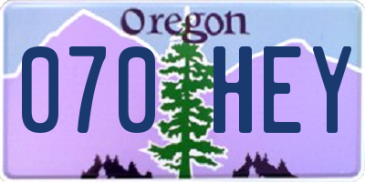 OR license plate 070HEY