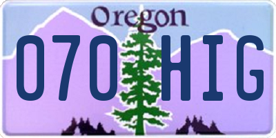 OR license plate 070HIG