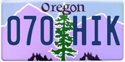 OR license plate 070HIK