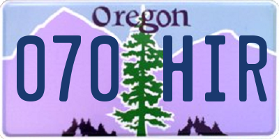 OR license plate 070HIR