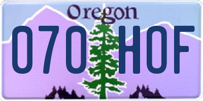 OR license plate 070HOF