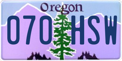 OR license plate 070HSW