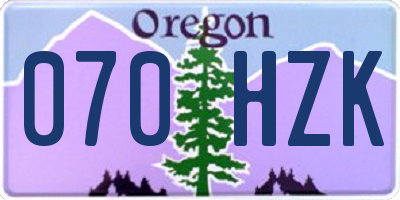 OR license plate 070HZK