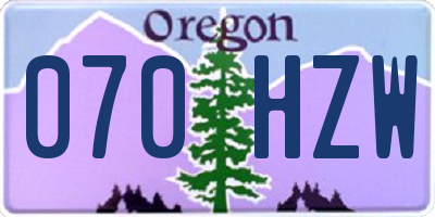 OR license plate 070HZW