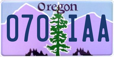 OR license plate 070IAA
