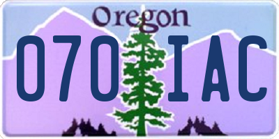 OR license plate 070IAC