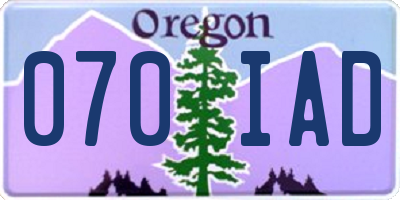 OR license plate 070IAD