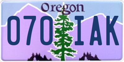 OR license plate 070IAK