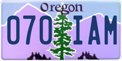 OR license plate 070IAM