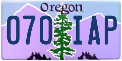 OR license plate 070IAP