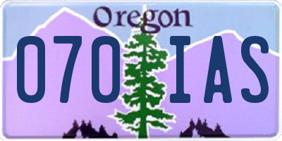 OR license plate 070IAS
