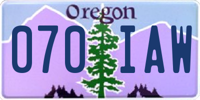 OR license plate 070IAW