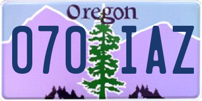 OR license plate 070IAZ