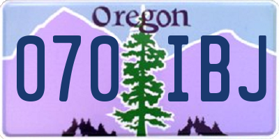 OR license plate 070IBJ