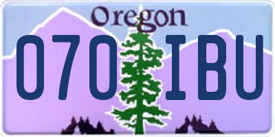 OR license plate 070IBU