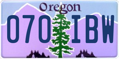 OR license plate 070IBW