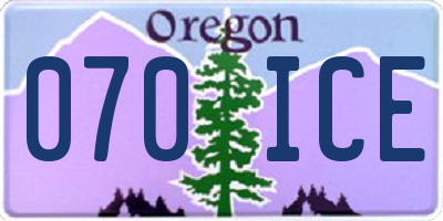 OR license plate 070ICE