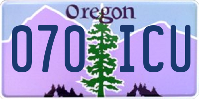 OR license plate 070ICU