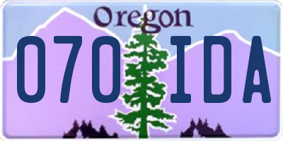 OR license plate 070IDA