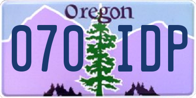 OR license plate 070IDP